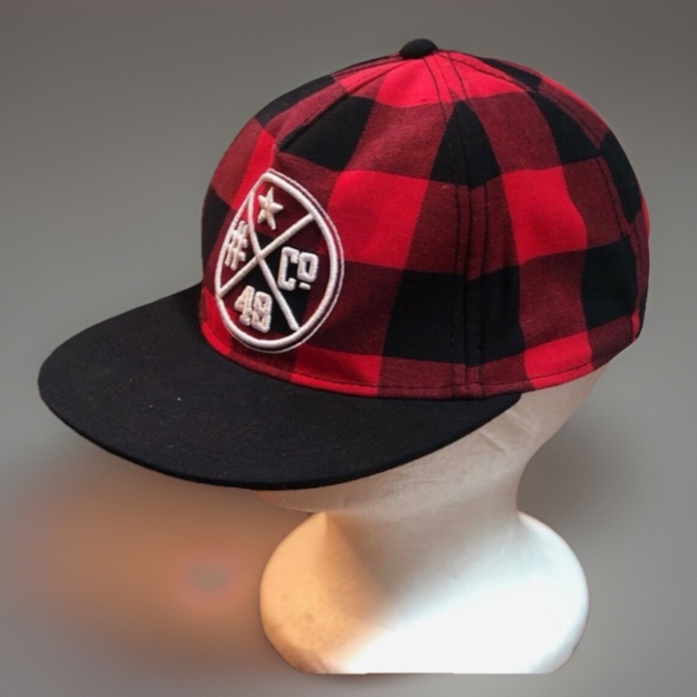 Red Black Checkered Baseball Adjustable Back Cap H - image 1